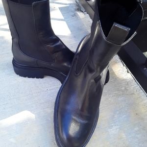 Zara  leather lug boots